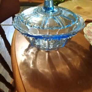 Sky blue vintage candy dish